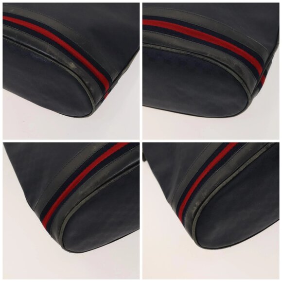 GUCCI Micro GG Supreme Sherry Line Shoulder Bag PVC Navy Gold Auth 125756 - Picture 14 of 16